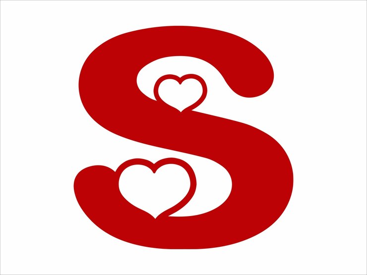 Vector heart alphabet letter s illustration