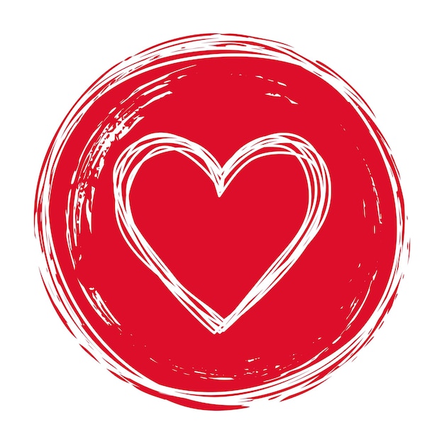 Heart in circle shaped tangled grungy scribble