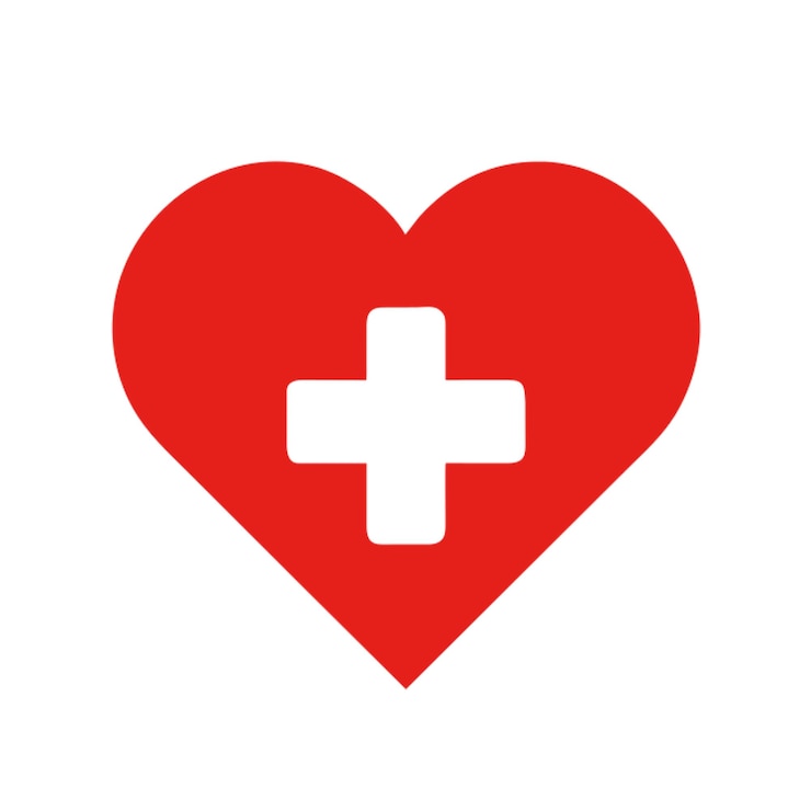 Vector heart shape with cross inside icon