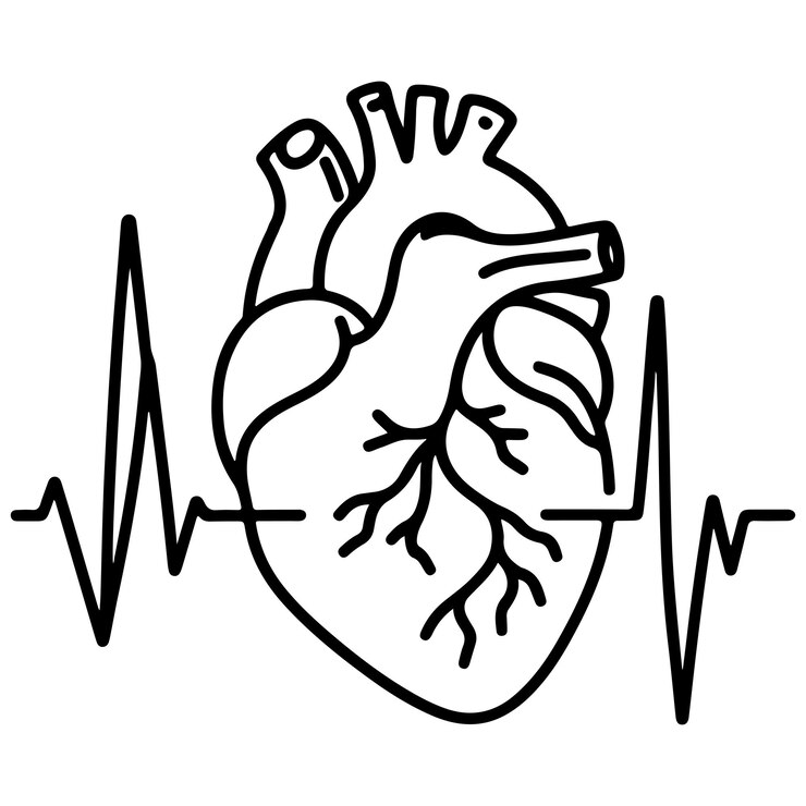 Vector heart wave icon in linear design