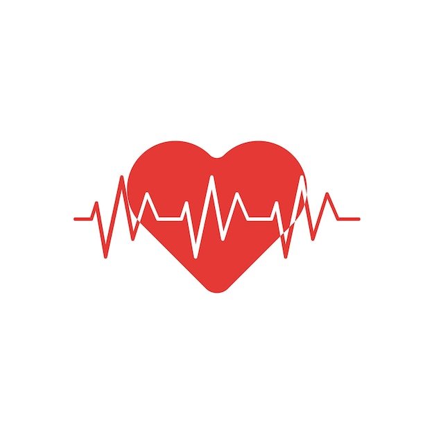 heartbeat and cardiogram on white background in flat