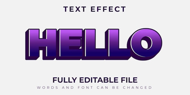Hello Purple And Blue Gradation Text Effect Design