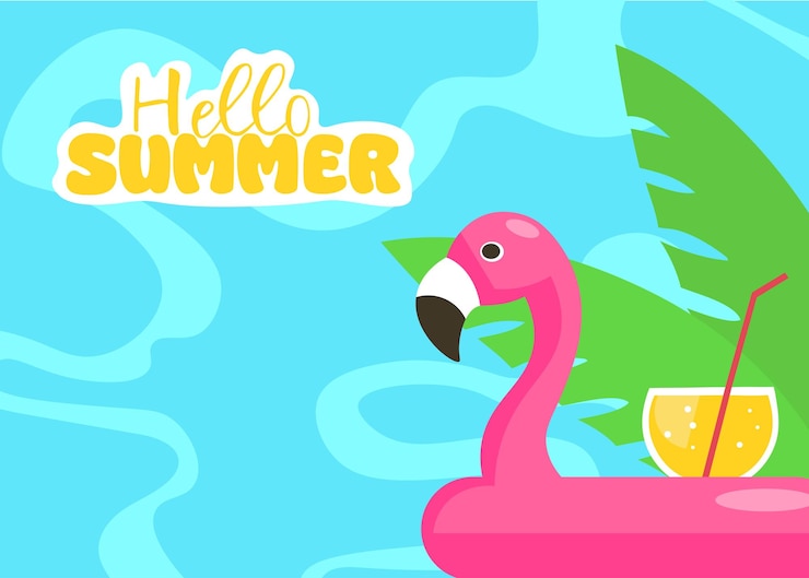 Hello summer An isolated poster in bright colors for a festival vacation or summer sale banner W
