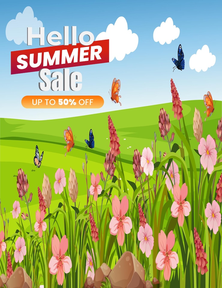 Vector hello summer sale up to 50 off