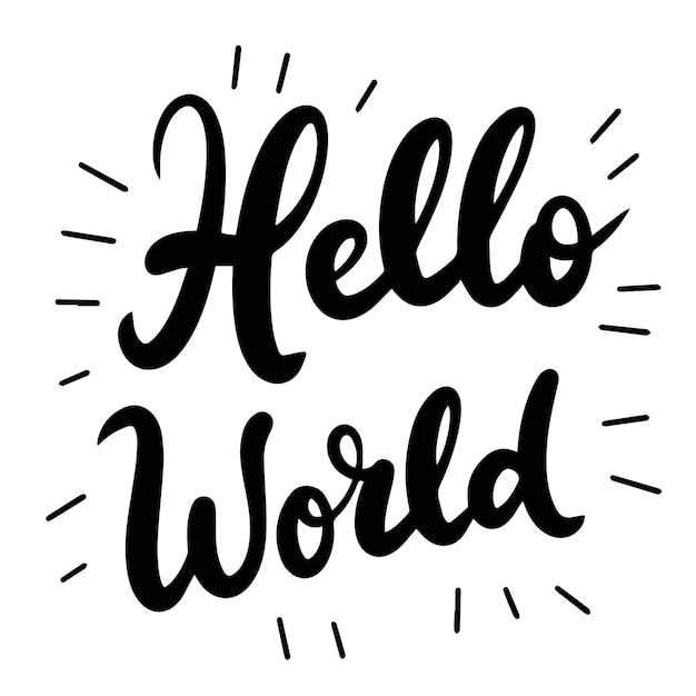 hello world text banner handwriting hello world short phrase hand drawn vector art
