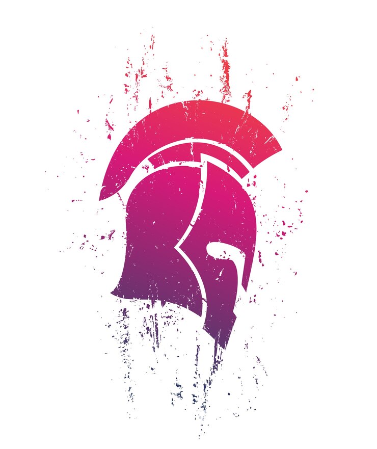 Vector helm spartan grunge dalam profil di atas putih