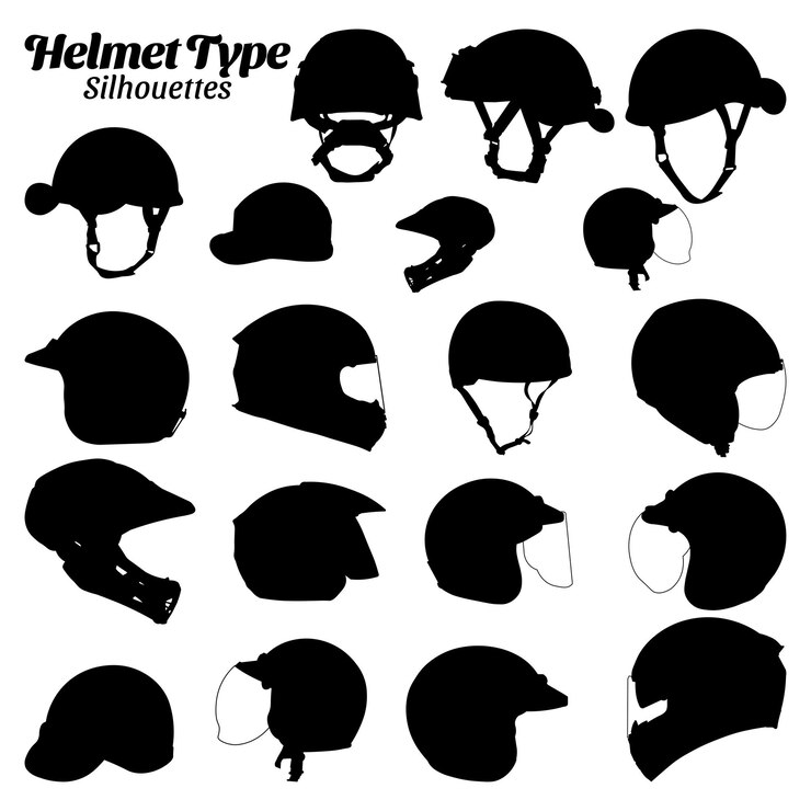 Helmet silhouette vector illustration set