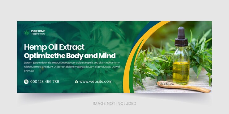 Hemp product cbd oil social media and cannabis sativa facebook cover template