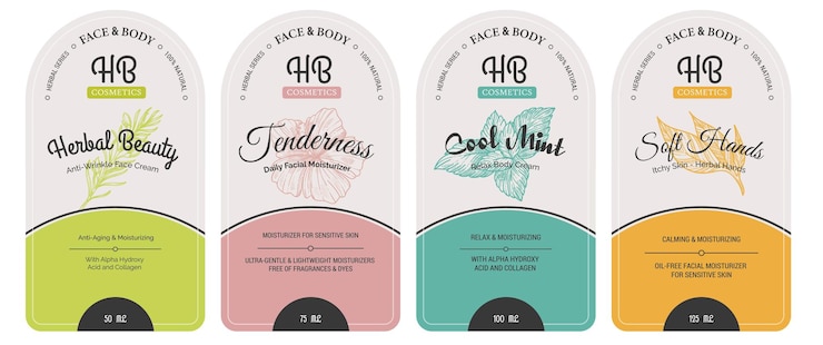 Vector herbal beauty creams and cosmetic products label