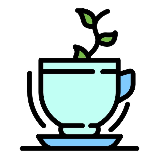 Herbal tea icon Outline herbal tea vector icon color flat isolated