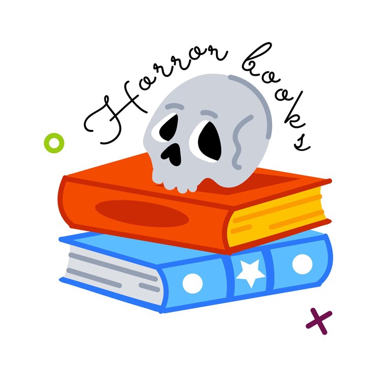 Vector here is a flat sticker of horror books