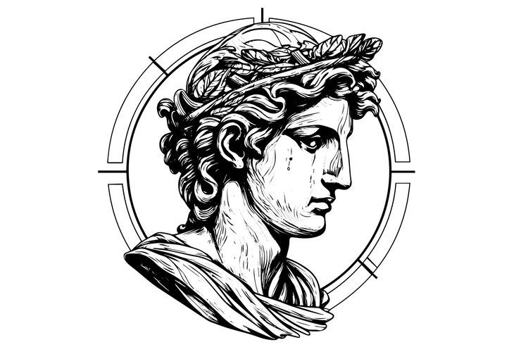Vector hermes head hand drawn ink sketch engraved style vector illustration
