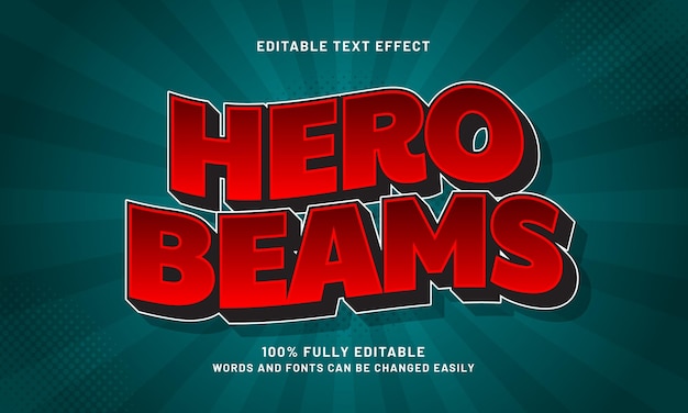 hero beams editable text effects with a game and happy theme