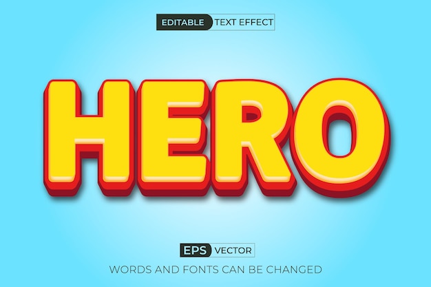 Hero editable vector style text effect design