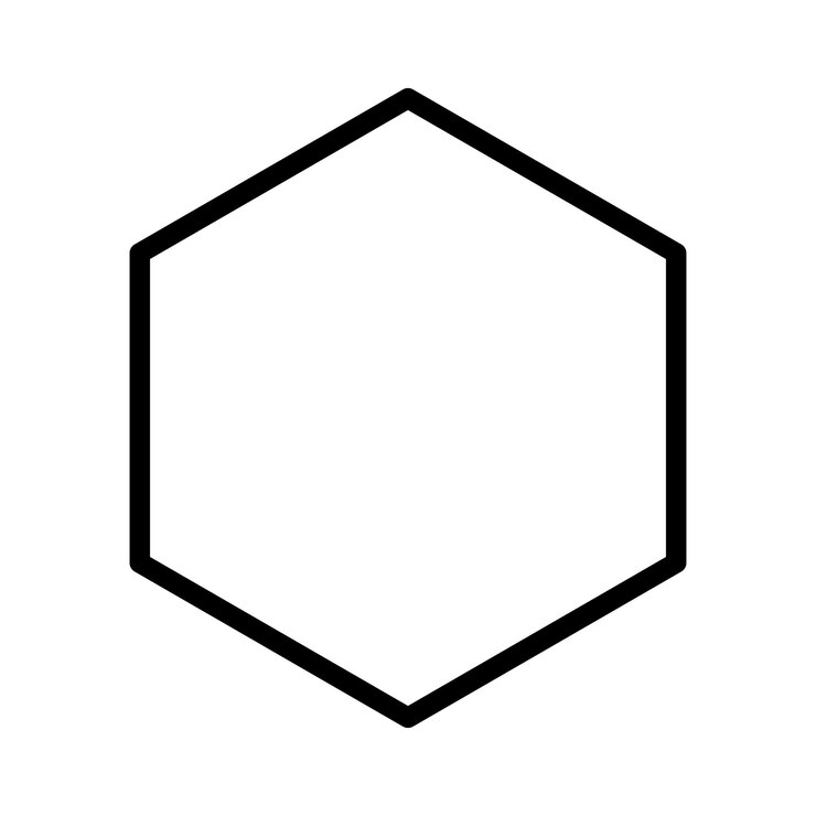 Hexagon outline shape template isolated on white background Vector illustration