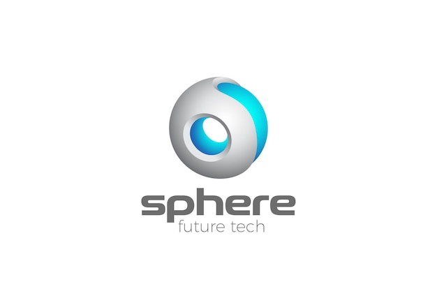 Hi-tech Sci-fi Technology Sphere Circle Logo abstract design. Global Network Telecommunication Logotype