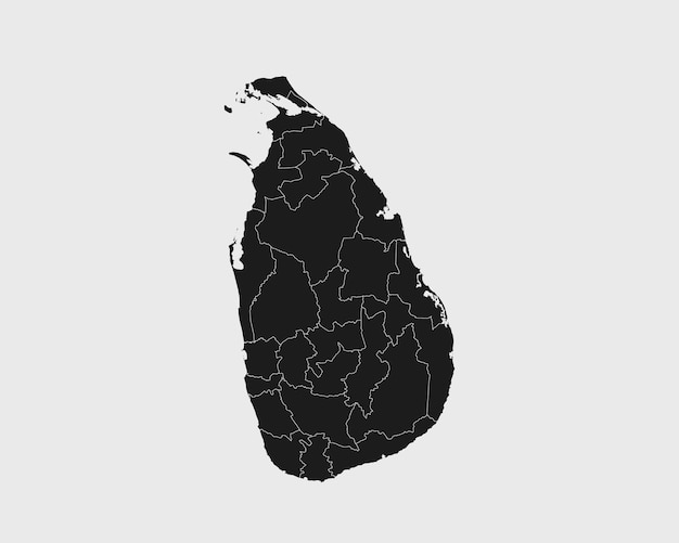 High Detailed Black Map of Sri Lanka on White isolated background Vector Illustration