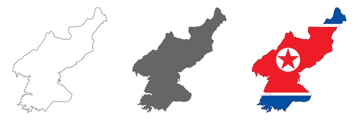 Vector highly detailed north korea map with borders isolated on background
