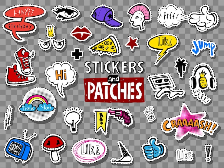 Vector hipsters teens stickers set