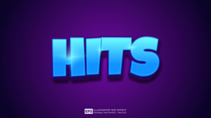 Vector hits editable 3d text effect font illustration