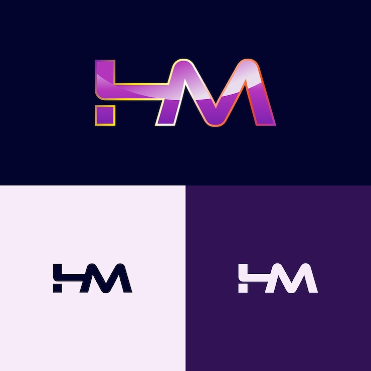 Vector hm initial letter logo with gradient style