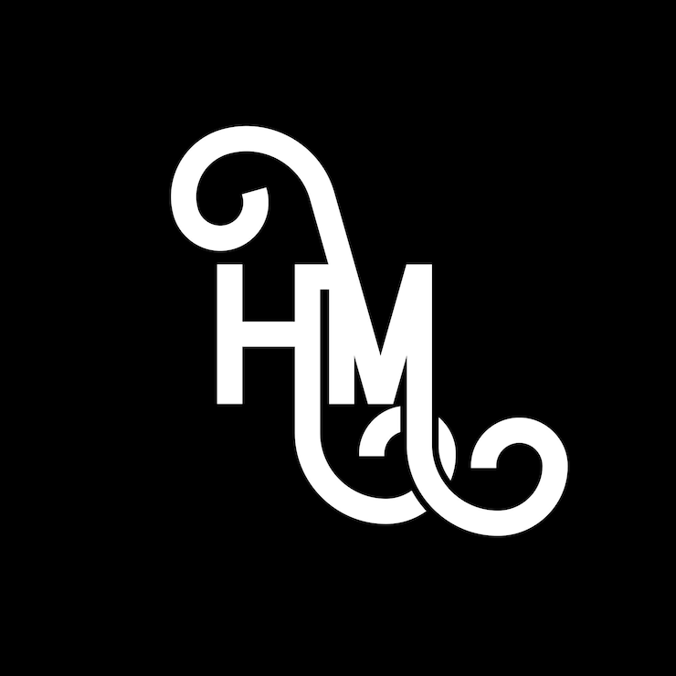 Vector hm letter logo design on black background hm creative initials letter logo concept hm letter design hm white letter design on black background h m h m logo