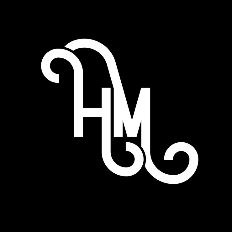 Vector hm letter logo design on black background hm creative initials letter logo concept hm letter design hm white letter design on black background h m h m logo