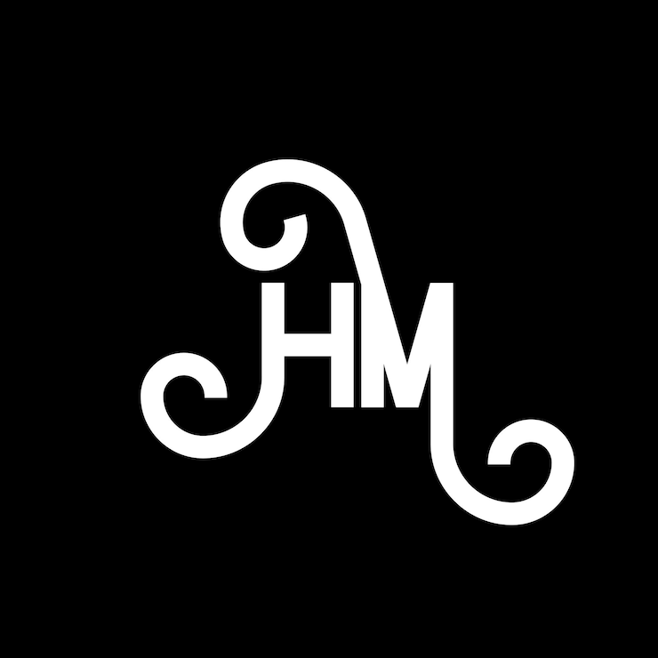 Vector hm letter logo design on black background hm creative initials letter logo concept hm letter design hm white letter design on black background h m h m logo