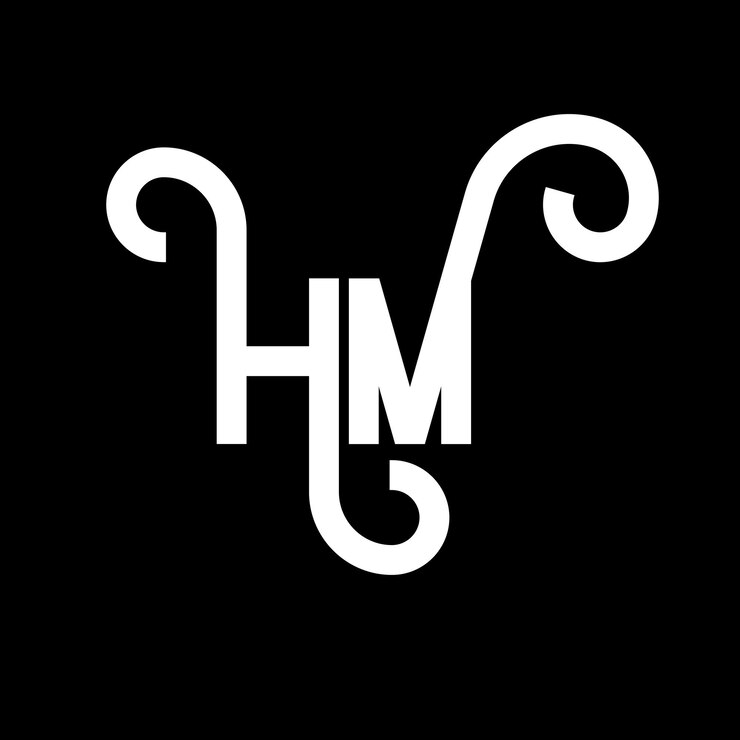 Vector hm letter logo design on black background hm creative initials letter logo concept hm letter design hm white letter design on black background h m h m logo