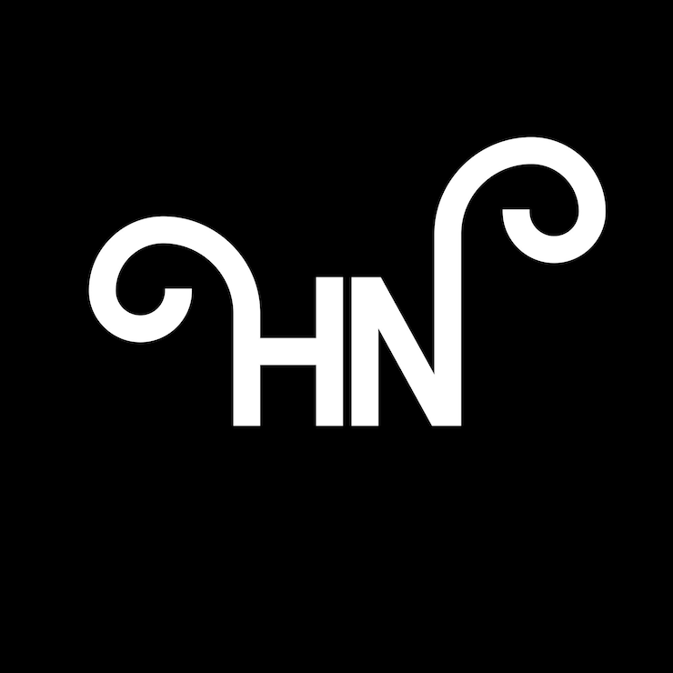 Vector hn letter logo design on black background hn creative initials letter logo concept hn letter design hn white letter design on black background h n h n logo