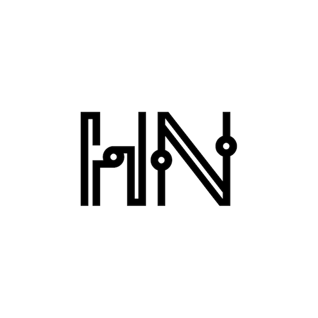 hn monogram logo design letter text name symbol monochrome logotype alphabet character simple logo