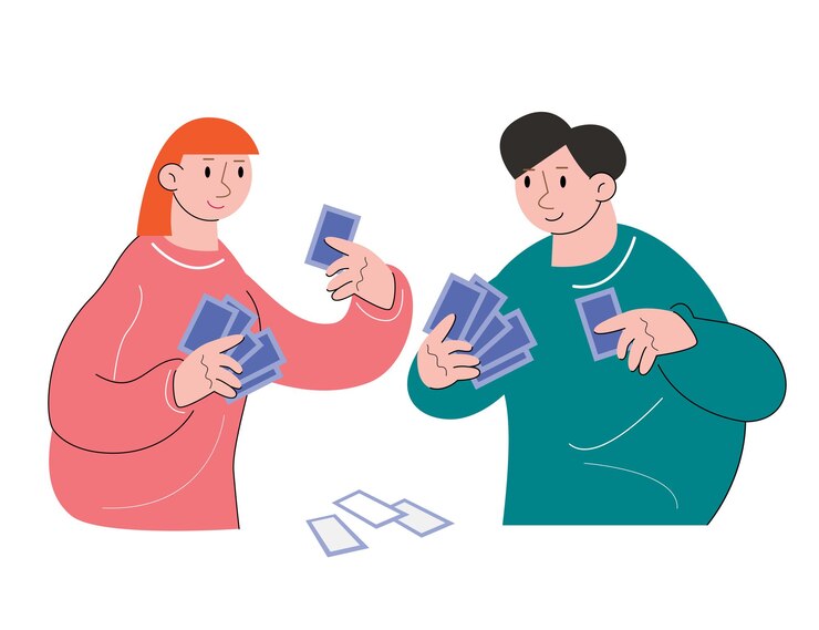 Vector hobby character people playing cards vector illustration