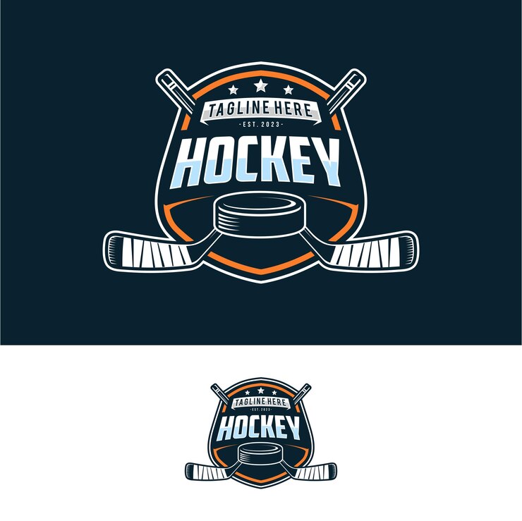Hockey badge emblem logo Sports label vector illustration for a hockey club