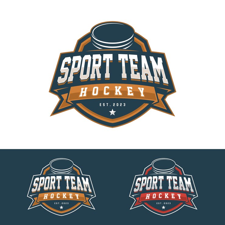 Hockey tournament sport logo template Modern vector illustration Badge design