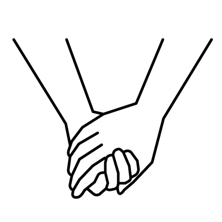 Vector holding hands black and white icon