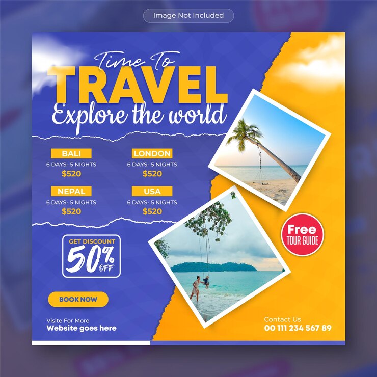 Vector holiday travel and tour social media template