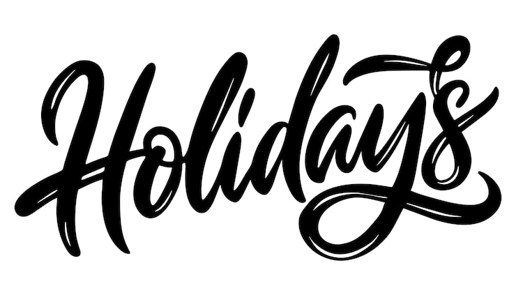 Holidays handwriting black and white calligraphy illustration Modern brush calligraphybackground