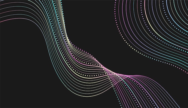 Holographic wavy dotted lines abstract futuristic background