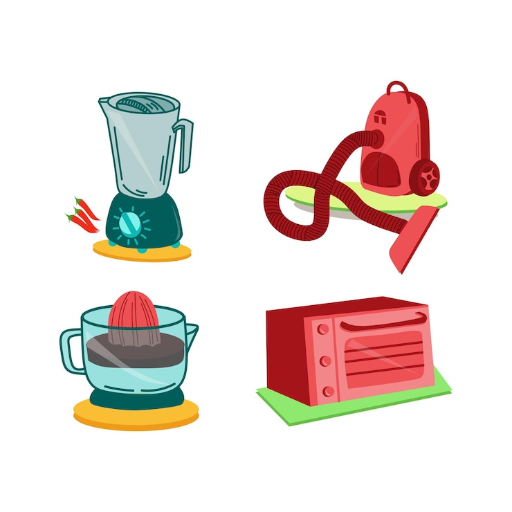 Vector home appliances set