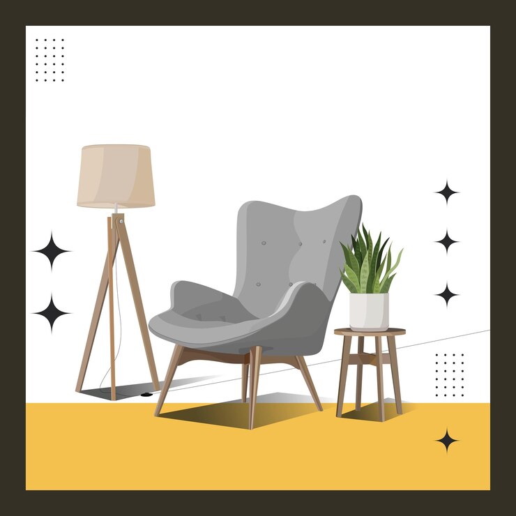 Home interior decoration Chairs tables lamps decorative plants elegant background