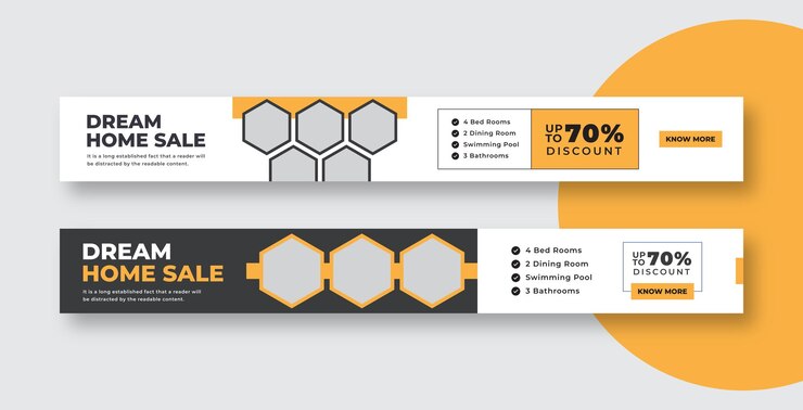 Vector home sale large promotion web banner set and real estate social media cover ads template