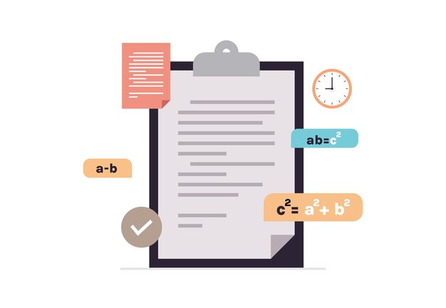 homework and studying solving mathematical examples education concept flat vector illustration.