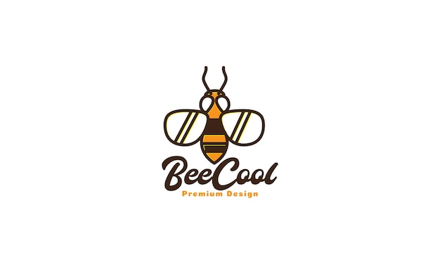 Honey bee with sunglasses logo symbol vector icon illustration design