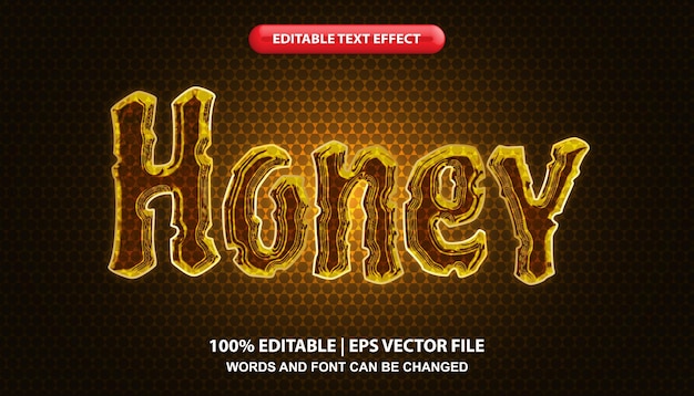 honey editable text effect template, shiny fluid effect font style