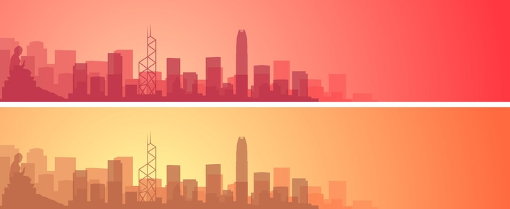 Vector hong kong beautiful skyline scenery banner