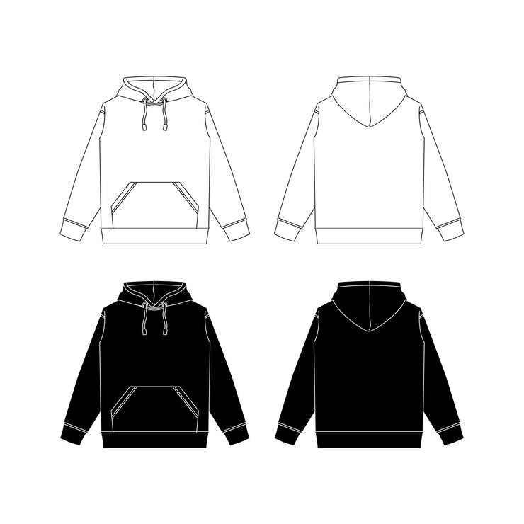 Vector hoodie flat sketch fashion design vector white background