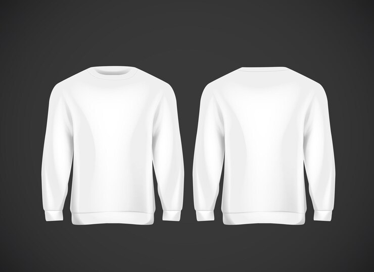Vector hoodie putih pria. mockup realistis. templat hoodie lengan panjang di latar belakang.