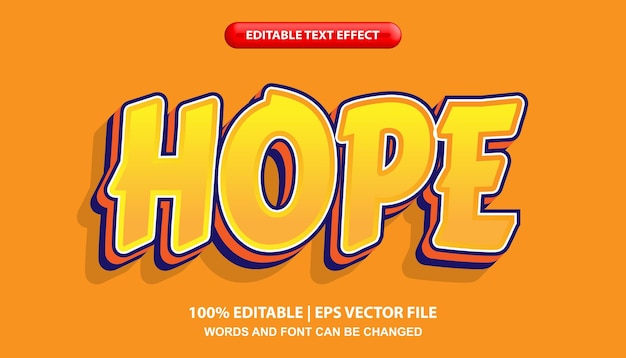 hope editable text effect template, bold orange font style
