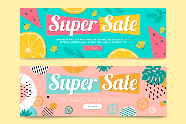 Horizontal banners with fruits