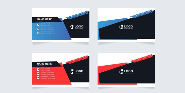 Vector horizontal business cards templates design. set of modern horizontal corporate business card print